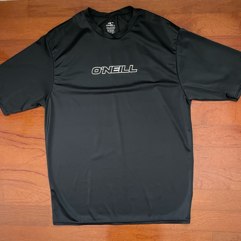 O'Neill Rash Guard Black Short Sleeve Shirt UPF 50+ Mens Size 2XL